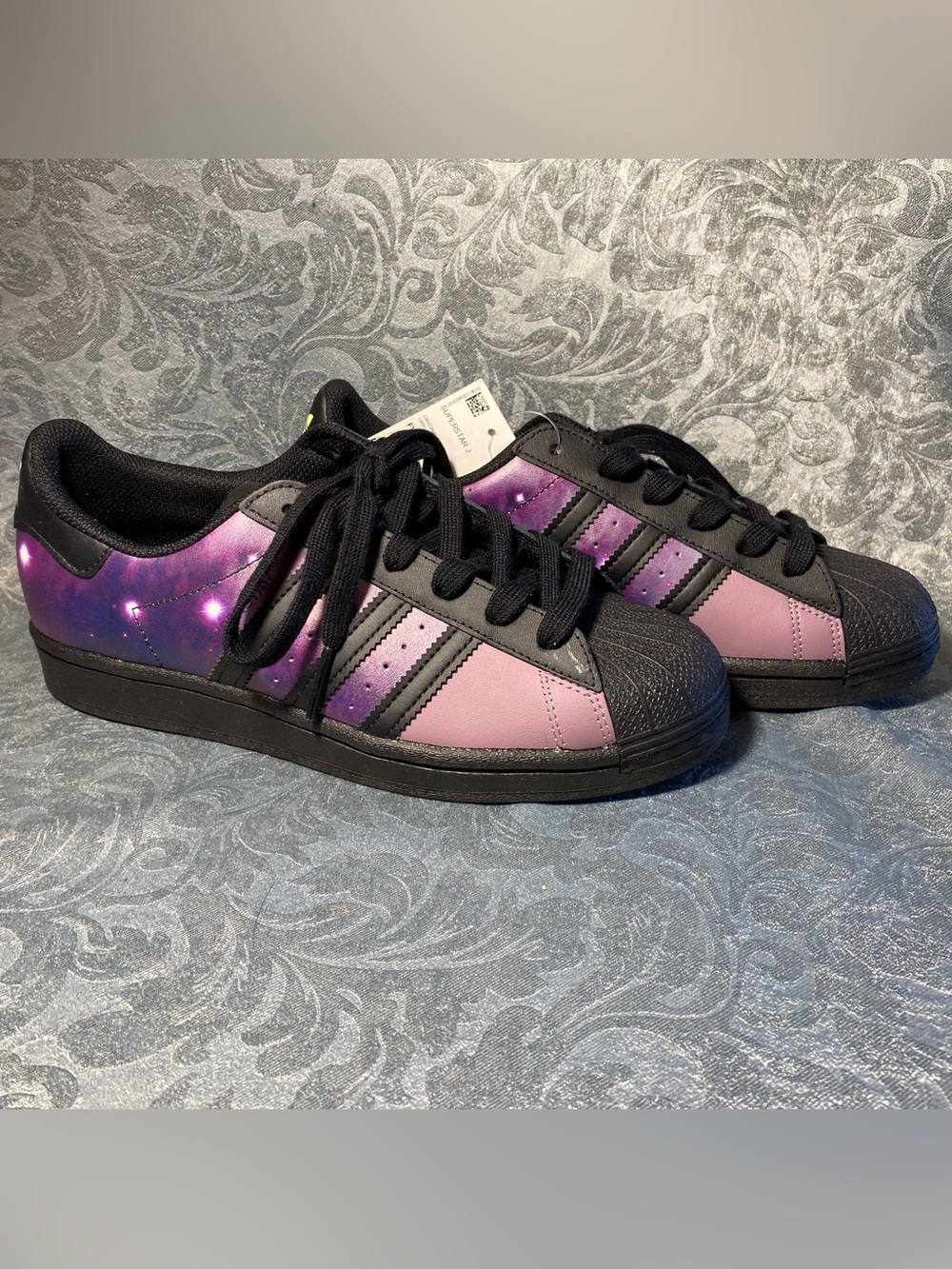Rare ADIDAS Superstar J Galactic Galaxy Purple Sneakers - Youth 6, Women 7.5 NWT
